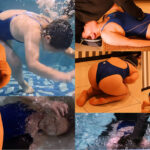 競泳水着で凶悪腹パンチバチボコイラマチオと水中潜水