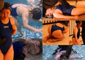 競泳水着で凶悪腹パンチバチボコイラマチオと水中潜水