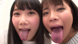 唾液レズ接吻＆ダブルバーチャルレズベロキスあや＆さや